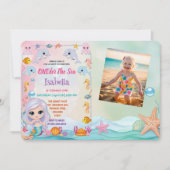 Mermaid 1st写真海の誕生日の下 招待状 (正面)