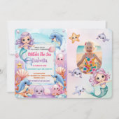 Mermaid 1st写真海の誕生日の下 招待状 (正面)