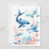 Mermaid 1st誕生日の水の色の私たちの小さなMermaid 招待状 (裏面)