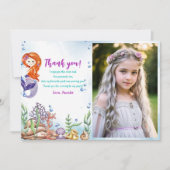 Mermaid 1st誕生日パーティーオンダーザシーフォト サンキューカード (正面)