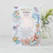 Mermaid 1st誕生日パーティー写真OneDer The Sea 招待状 (スタンド正面)