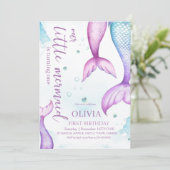 Mermaid 1st誕生日パーティー女の子リトルマーメイド 招待状 (スタンド正面)