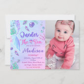 Mermaid 1st誕生日ワンダーザシーパーティーインビタット 招待状 (正面)