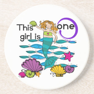Mermaid 1st誕生日Tシャツとギフト コースター