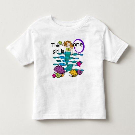 Mermaid 1st誕生日Tシャツとギフト トドラーTシャツ (正面)