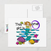 Mermaid 1st誕生日Tシャツとギフト ポストカード (正面/裏面)