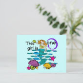 Mermaid 1st誕生日Tシャツとギフト ポストカード (スタンド正面)