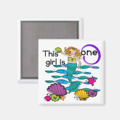 Mermaid 1st誕生日Tシャツとギフト マグネット (正面/裏面)