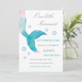 Mermaid 1st Birthday Under The Sea Mermaid Party 招待状 (スタンド正面)
