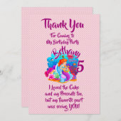 Mermaid 2nd誕生日の変更の編集文字のパーソナライズ サンキューカード (正面/裏面)