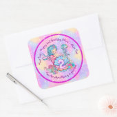Mermaid 2nd誕生日の変更の編集文字のパーソナライズ スクエアシール (封筒)