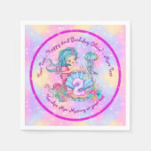 Mermaid 2nd誕生日の変更の編集文字のパーソナライズ スタンダードカクテルナプキン (正面)