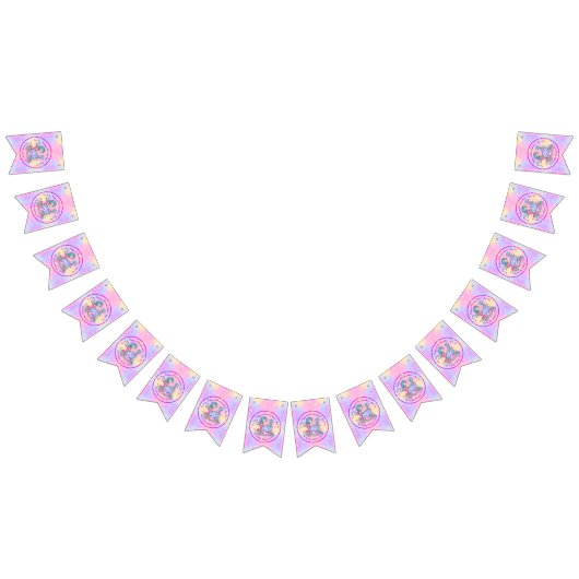 Mermaid 2nd誕生日の変更の編集文字のパーソナライズ バンティングフラッグ (全)