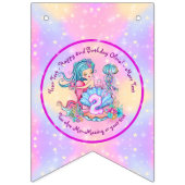 Mermaid 2nd誕生日の変更の編集文字のパーソナライズ バンティングフラッグ (第2の旗)