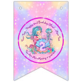 Mermaid 2nd誕生日の変更の編集文字のパーソナライズ バンティングフラッグ (第1の旗)