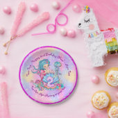 Mermaid 2nd誕生日の変更の編集文字のパーソナライズ ペーパープレート (パーティー)