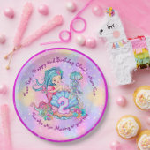 Mermaid 2nd誕生日の変更の編集文字のパーソナライズ ペーパープレート (パーティー)