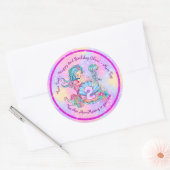 Mermaid 2nd誕生日の変更の編集文字のパーソナライズ ラウンドシール (封筒)