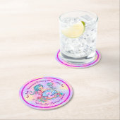 Mermaid 2nd誕生日の変更の編集文字のパーソナライズ ラウンドペーパーコースター (インサイチュ)