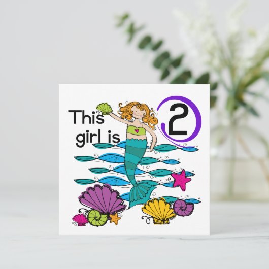 Mermaid 2nd誕生日Tシャツとギフト カード (スタンド正面)