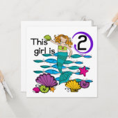 Mermaid 2nd誕生日Tシャツとギフト カード (正面/裏面インサイチュ)