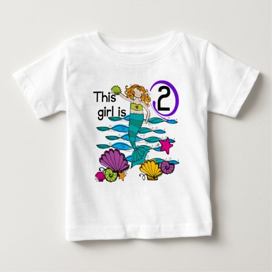 Mermaid 2nd誕生日Tシャツとギフト ベビーTシャツ (正面)