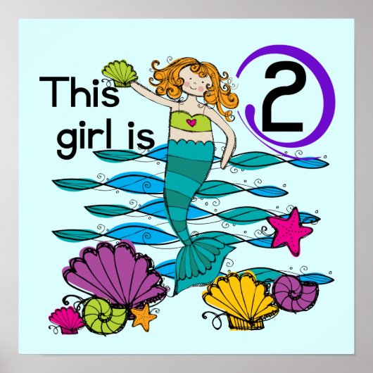 Mermaid 2nd誕生日Tシャツとギフト ポスター (正面)