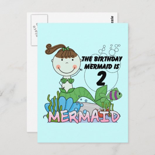 Mermaid 2nd誕生日Tシャツとギフト ポストカード (正面/裏面)