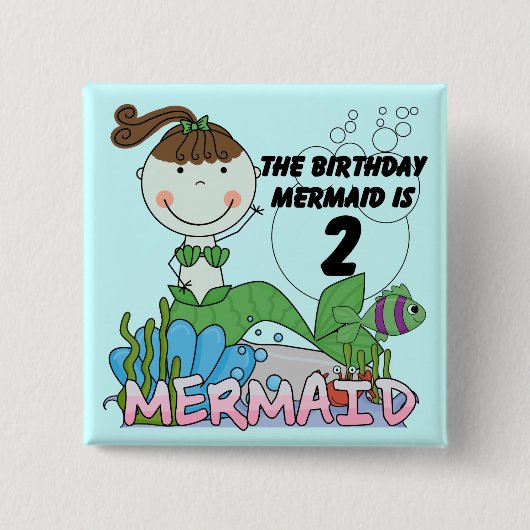 Mermaid 2nd誕生日Tシャツとギフト 缶バッジ (正面)