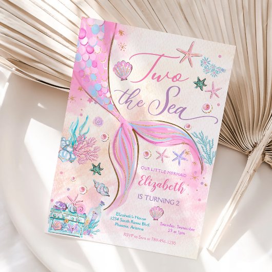 Mermaid 2nd Birthday Party Invitation 招待状