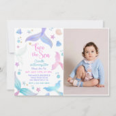 Mermaid 2nd Birthday Two The Seaパーティー写真 招待状 (正面)