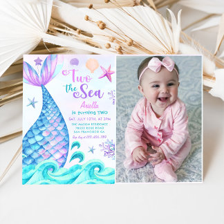 Mermaid 2nd Birthday Two The Seaパーティー写真 招待状