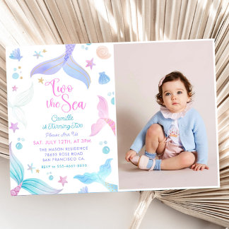 Mermaid 2nd Birthday Two The Seaパーティー写真 招待状