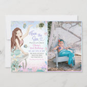 Mermaid 2nd Birthday Two The Seaパーティー写真 招待状 (正面)