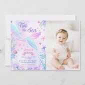 Mermaid 2nd Birthday Two The Seaパーティー写真 招待状 (正面)