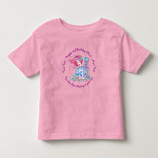 Mermaid 3rd誕生日の変更の編集文字のパーソナライズ トドラーTシャツ (正面)