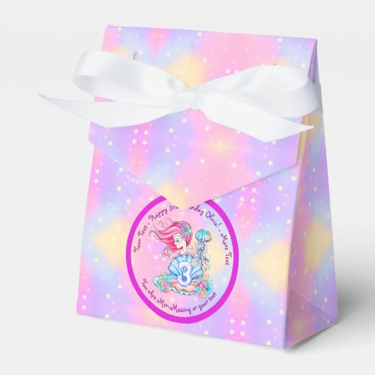 Mermaid 3rd誕生日の変更の編集文字のパーソナライズ フェイバーボックス (正面サイド)