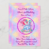 Mermaid 3rd誕生日の変更の編集文字のパーソナライズ 招待状 (正面/裏面)