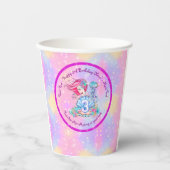 Mermaid 3rd誕生日の変更の編集文字のパーソナライズ 紙コップ (正面)