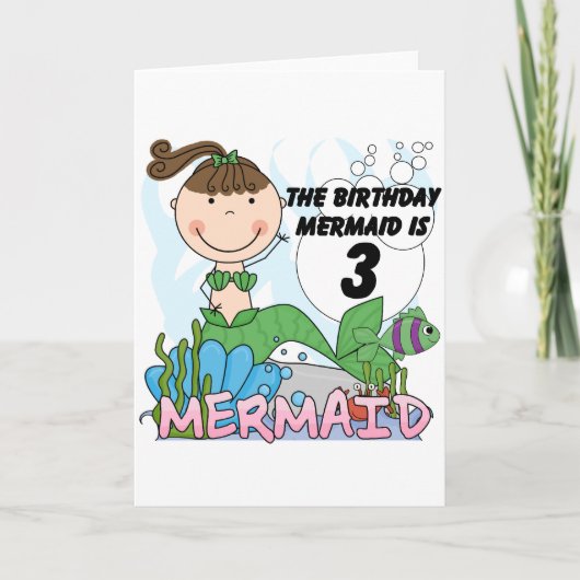 Mermaid 3rd誕生日Tシャツとギフト カード (正面)