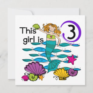Mermaid 3rd誕生日Tシャツとギフト カード