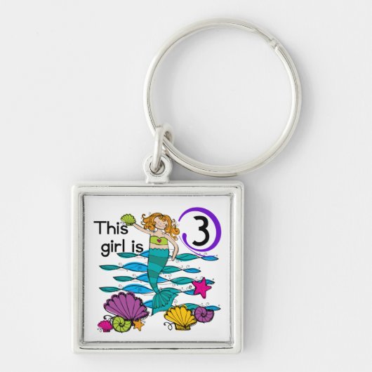 Mermaid 3rd誕生日Tシャツとギフト キーホルダー (正面)