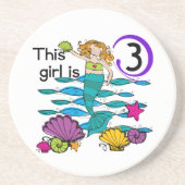 Mermaid 3rd誕生日Tシャツとギフト コースター (正面)