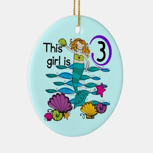 Mermaid 3rd誕生日Tシャツとギフト セラミックオーナメント (右)
