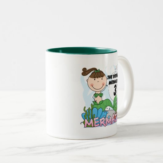 Mermaid 3rd誕生日Tシャツとギフト ツートーンマグカップ (正面右)