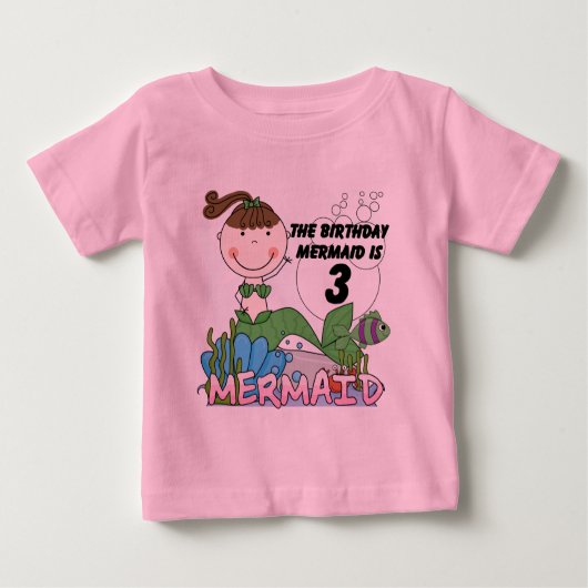 Mermaid 3rd誕生日Tシャツとギフト ベビーTシャツ (正面)