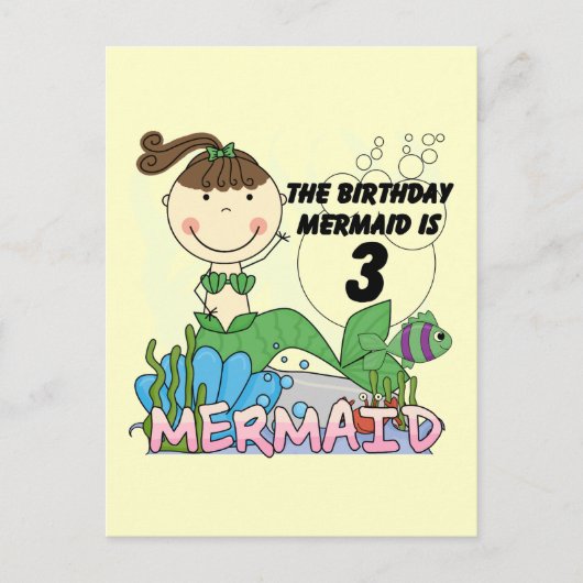 Mermaid 3rd誕生日Tシャツとギフト ポストカード (正面)