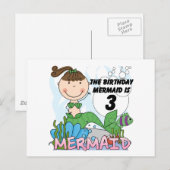 Mermaid 3rd誕生日Tシャツとギフト ポストカード (正面/裏面)