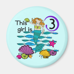 Mermaid 3rd誕生日Tシャツとギフト マグネット