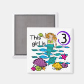 Mermaid 3rd誕生日Tシャツとギフト マグネット (正面/裏面)